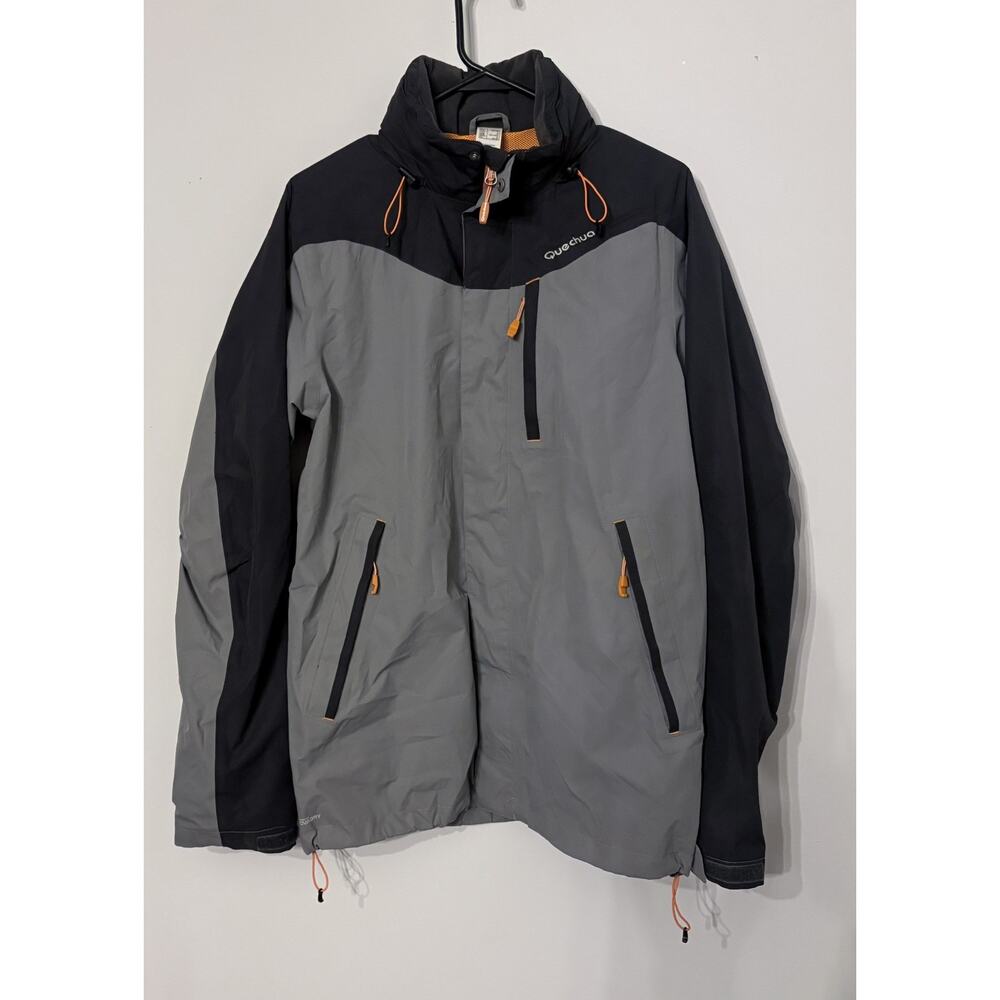 Jacket Womens Quechua L Gray Black Novadry Hooded Waterproof Hiking Shell
